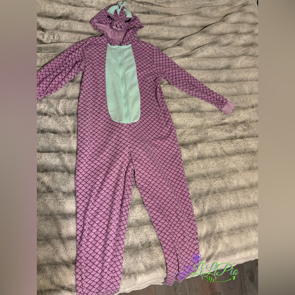 Xhilaration Lavender & Mint Dragon Hooded Onesie